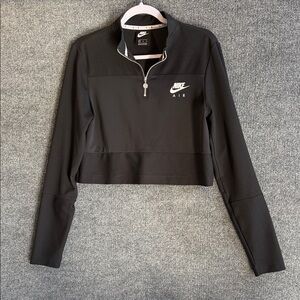 Nike Air Women's Black Quarter- Zip Cropped Athletic Top XL